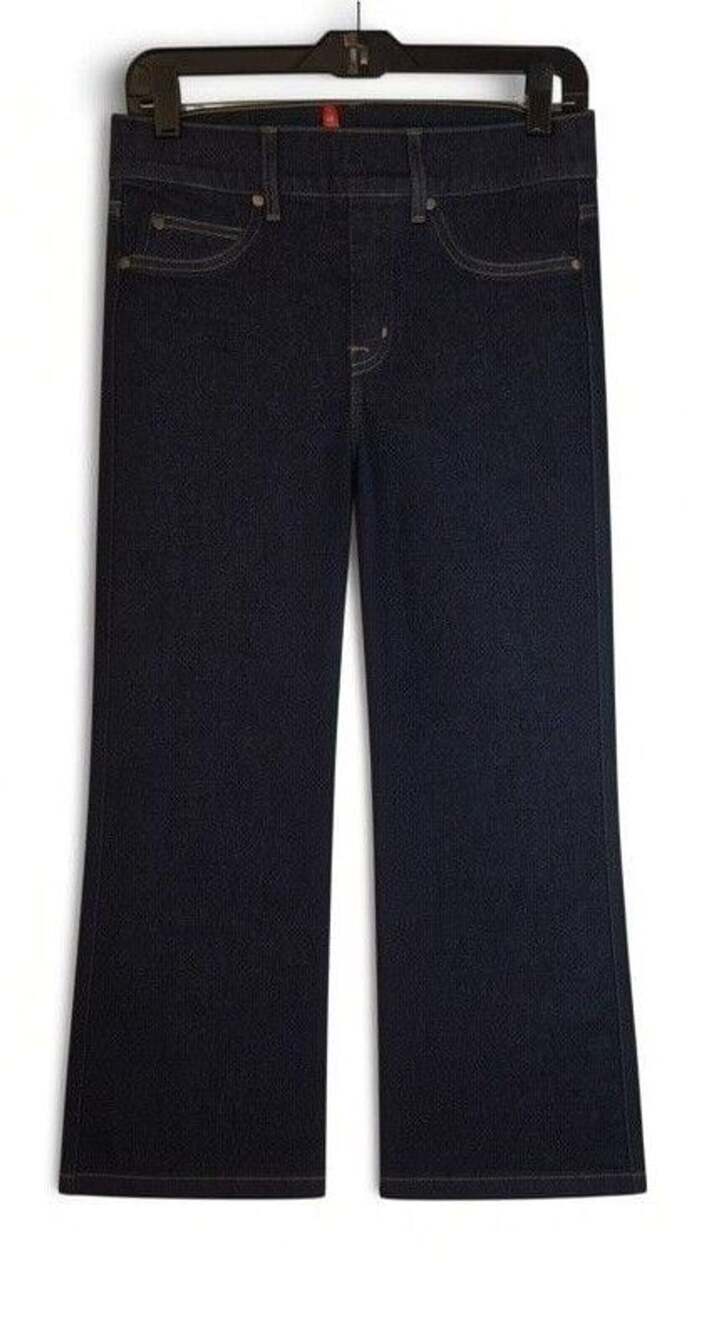 Spanx Flare Jeans Size M Petite Dark Blue Denim Pants